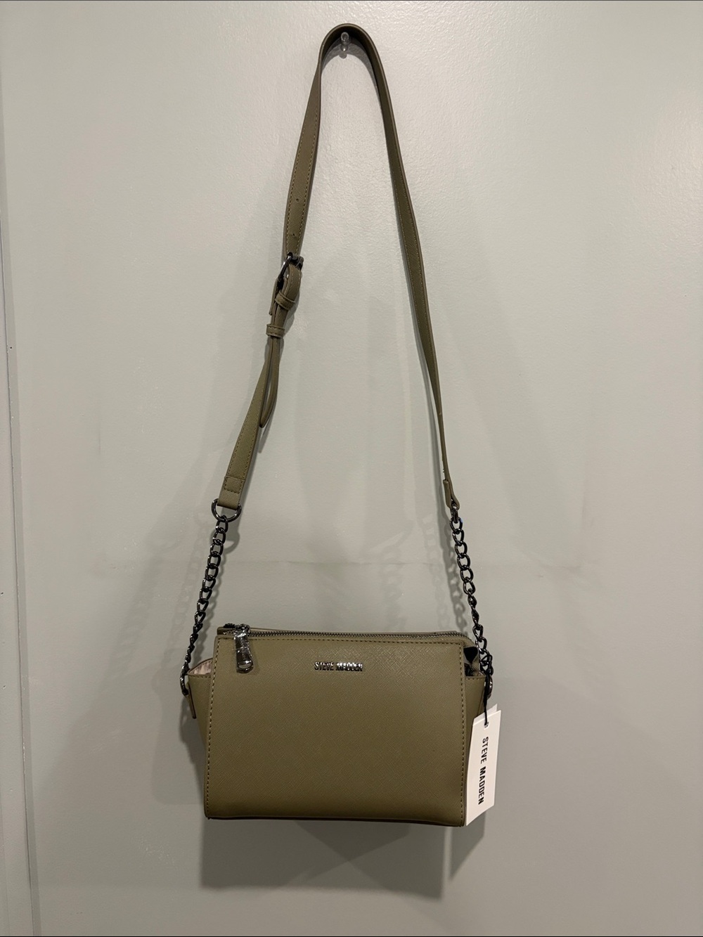 Steve Madden Olive Green Chain Strap Crossbody Bag